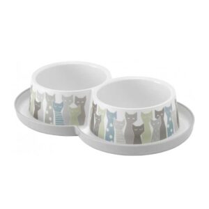 ظرف آب و غذای دو قلو طرح گربه برند Moderna